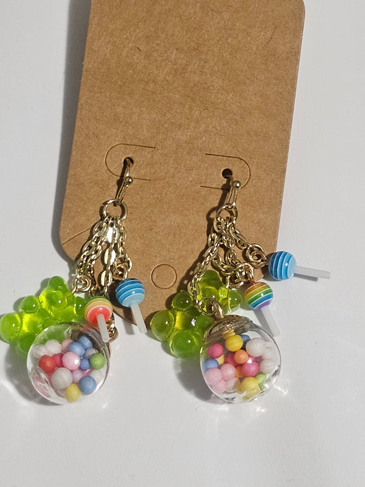 Gummy Bear and Gumball Machine Earrings