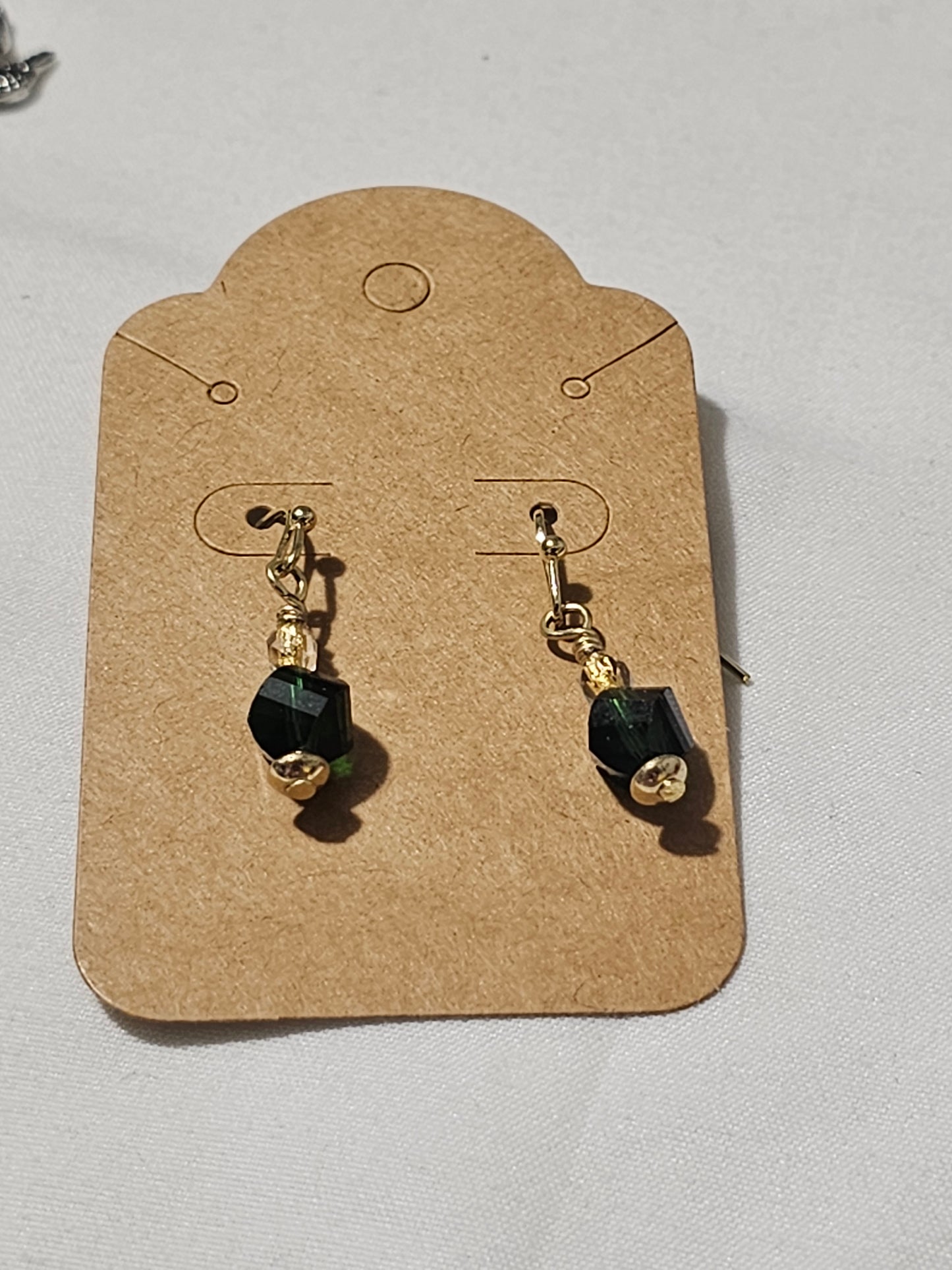 Green faceted earrings